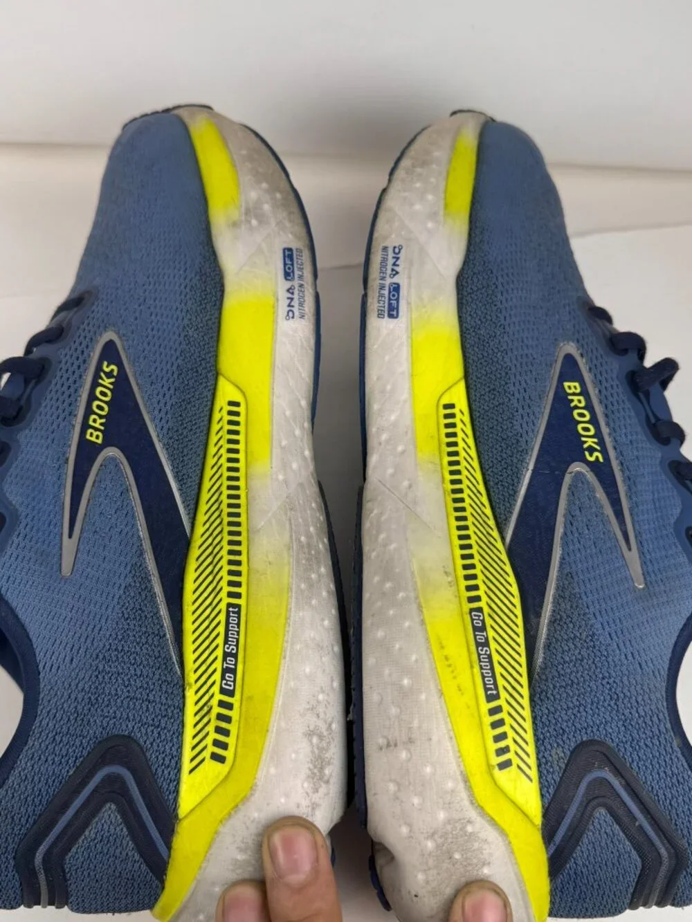 Brooks Glycerin GTS 21 Men's Running Shoes Blue Yellow Size 10 Medium Damage